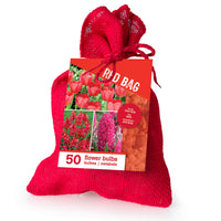 50x bulbes de fleurs dans un sac de jute Rouge