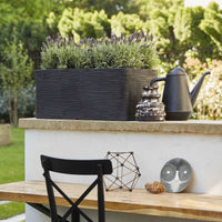 Capi bac à plantes Nature Rib rectangulaire noir - Pour l'intérieur et l'extérieur