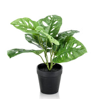 Plante artificielle Plante à trous Monstera 'Monkey Leaf' avec cache-pot noir