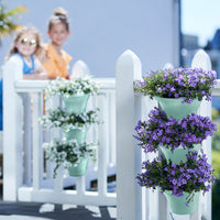 3x Elho pot de fleurs Corsica Vertical forest rond blanc - Pot pour l'extérieur