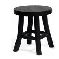 Tabouret en bois rond noir