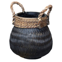 Panier en bambou rond noir - Pot pour l'intérieur et l'extérieur