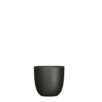 Mica pot de fleurs Tusca rond noir avec table à plantes noire - Pot pour l'intérieur