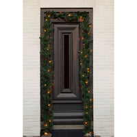 2x Guirlande de Noël artificielle 'Creston'  2,7 mètres vert-rouge incl. Éclairage LED + décoration de Noël Vert-Rouge