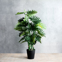 Plante artificielle Philodendron Avec cache-pot rond en plastique