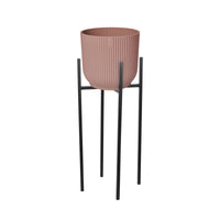 Elho pot de fleurs Vibes Fold rond rose avec table noire - Pot pour l'intérieur