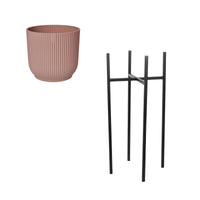 Elho pot de fleurs Vibes Fold rond rose avec table noire - Pot pour l'intérieur