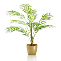 Plante artificielle Palmier des montagnes mexicain Chamaedorea vert avec cache-pot doré