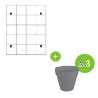 3x Elho Pot inclus. 'Loft urban Green wall' rond anthracite avec Support Elho - Pot pour l'extérieur